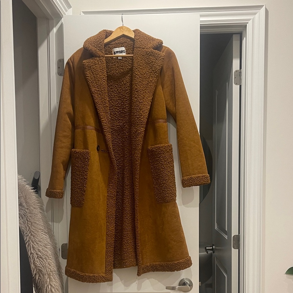 Apparis Tan Textured Faux Fur Jacket